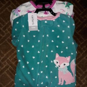 Carter's 2 pair footie fleece pajamas